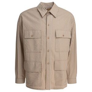 KAPTAIN SUNSHINE Seersucker Striped Utility Jacket Men Beige Outerwear